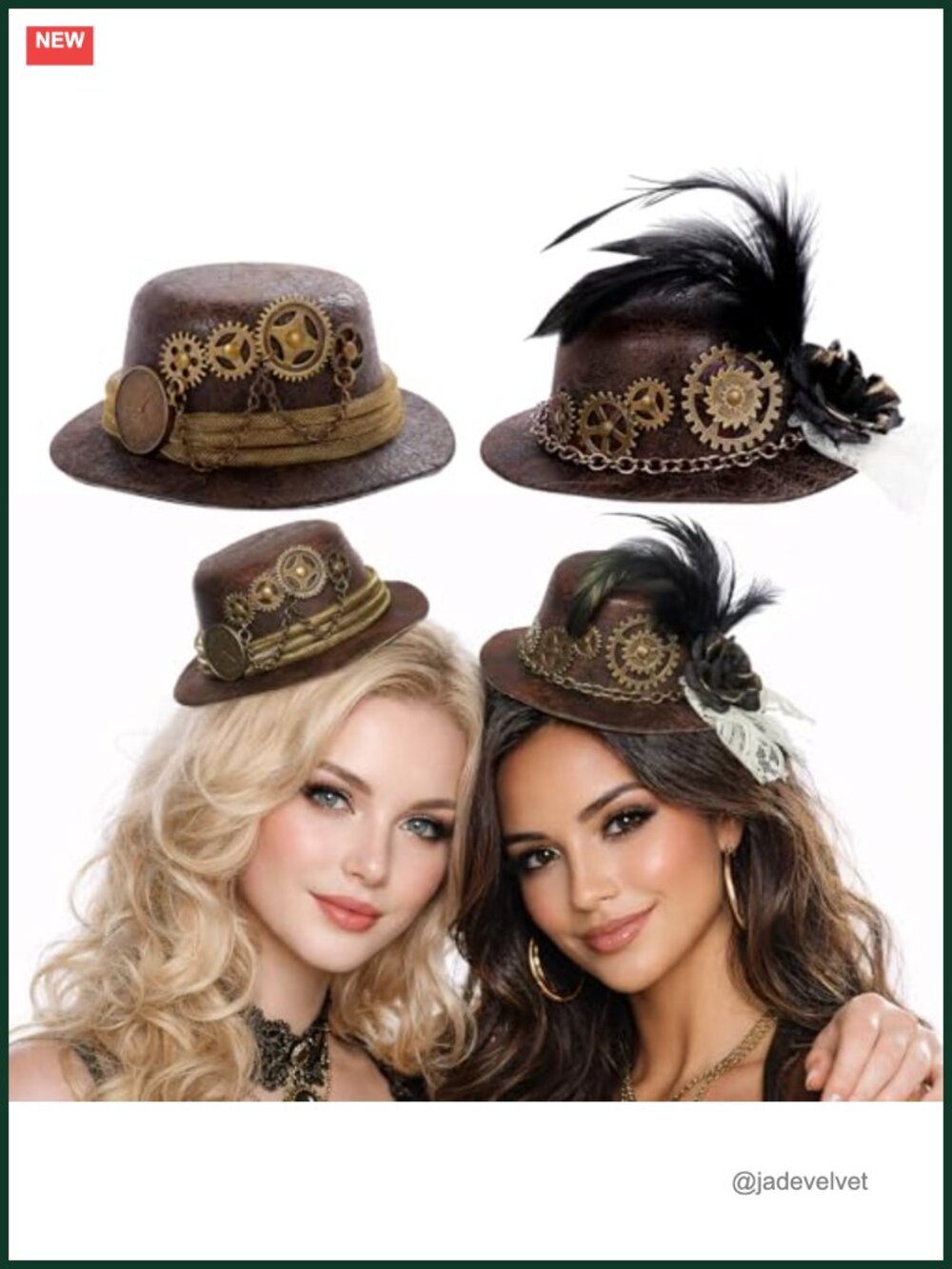 2 Pc Mini Steampunk Top Hat Hair Clip Costume Accessory